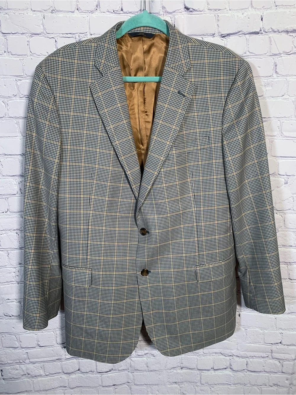 Brooks Brothers Mens Fitzgerland Fit Plaid Blazer Blue Size 44R Preppy Corpcore